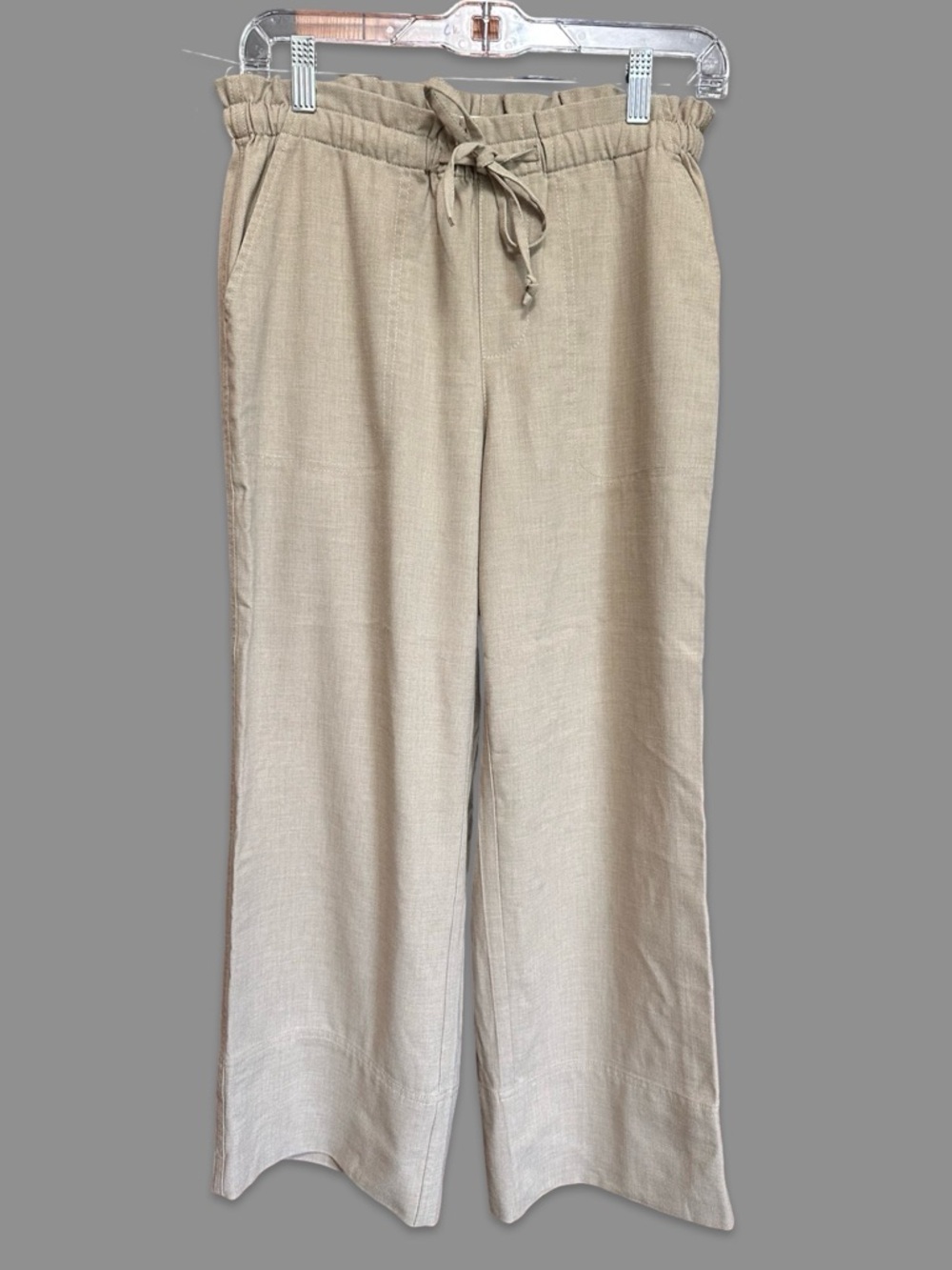 Liverpool Pull On Tie Waist Wide Leg Ankle Crop Pants Sandalwood Tan Medium - Picture 4 of 8